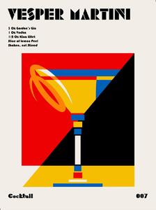 Ilustracija Vesper Martini Bauhaus Cocktail, Retrodrome, (30 x 40 cm)