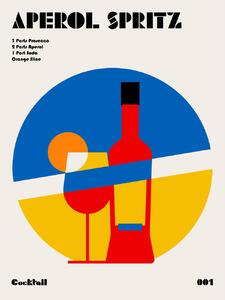 Ilustracija Aperol Spritz Cocktail Bauhaus Art Print, Retrodrome, (30 x 40 cm)