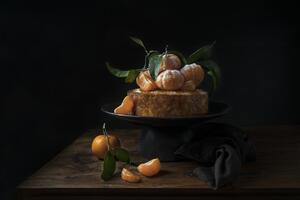 Umjetnička fotografija Polenta cake with sweet mandarines, Diana Popescu, (40 x 26.7 cm)