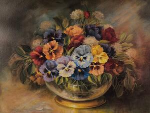 Ilustracija Original Oil Painting Of Colorful Flower, JonGorr, (40 x 30 cm)