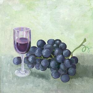 Ilustracija Oil painting of red wine grapes, mitza, (40 x 40 cm)