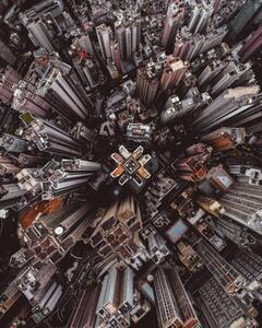 Umjetnička fotografija Aerial perspective of skyscrapers in Mid, Abstract Aerial Art, (30 x 40 cm)