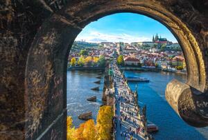 Umjetnička fotografija Charles Bridge, Prague, Lichtwolke, (40 x 26.7 cm)