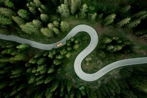 Umjetnička fotografija Aerial view of car traveling on, Roberto Moiola / Sysaworld, (40 x 26.7 cm)