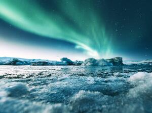 Umjetnička fotografija aurora borealis in iceland at jakulsarlon, franckreporter, (40 x 30 cm)
