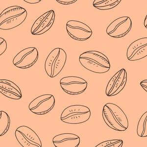 Umjetnička fotografija coffee beans seamless pattern hand drawn, Irina Samoylova, (40 x 40 cm)