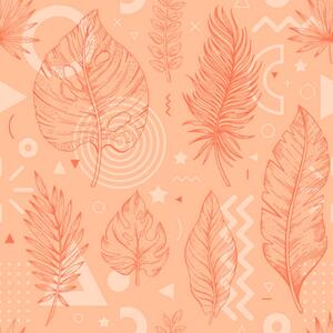 Umjetnička fotografija 2024 peach palm leaf color pattern., o-che, (40 x 40 cm)