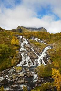 Fotografija Lofoten waterfall on Moskenesoya, Lofoten, Norway, miroslav_1, (26.7 x 40 cm)