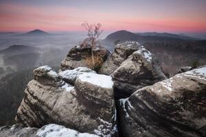 Umjetnička fotografija PINK MORNING,Scenic view of mountains against, Karel Stepan / 500px, (40 x 26.7 cm)