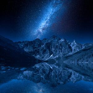 Umjetnička fotografija Milky way and lake in the, Shaiith, (40 x 40 cm)