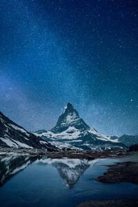 Umjetnička fotografija Matterhorn - night, Viaframe, (26.7 x 40 cm)