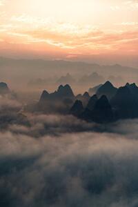Umjetnička fotografija Guilin hills landscape at sunrise, Mario Martinez, (26.7 x 40 cm)