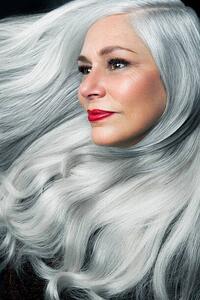 Umjetnička fotografija 3/4 profile of woman with long, white hair., Andreas Kuehn, (26.7 x 40 cm)