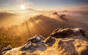 Umjetnička fotografija Misty morning,Scenic view of mountains against, Karel Stepan / 500px, (40 x 24.6 cm)