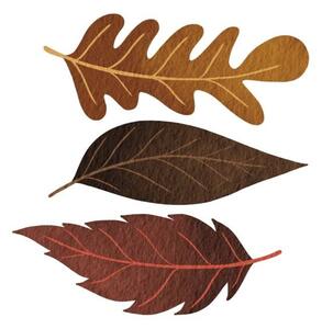 Umjetnička fotografija Three brown fall leaves watercolor illustration, ToBeeLife, (40 x 40 cm)