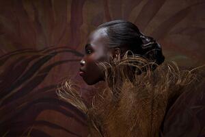 Fotografija Beauty Portrait of woman entwined in palm bark, Ralf Nau, (40 x 26.7 cm)