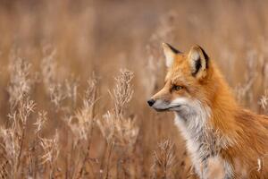 Umjetnička fotografija Close-up of red fox on field,Churchill,Manitoba,Canada, Rick Little / 500px, (40 x 26.7 cm)