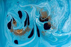 Ilustracija Marbled blue and golden abstract background., anyababii, (40 x 26.7 cm)