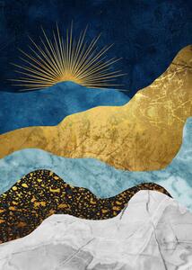 Ilustracija Golden abstract mountain peak art poster., Luzhi Li, (30 x 40 cm)