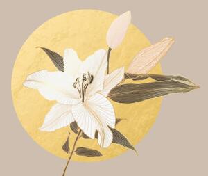 Ilustracija Lily flower pattern with golden metallic, Svetlana Moskaleva, (40 x 24.6 cm)