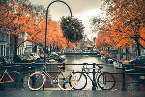 Umjetnička fotografija View of canal in Amsterdam during Autumn Season, Umar Shariff Photography, (40 x 26.7 cm)