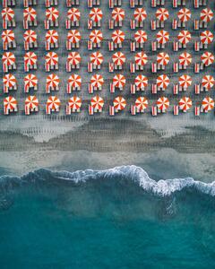 Umjetnička fotografija Aerial shot showing rows of beach, Abstract Aerial Art, (30 x 40 cm)