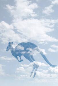 Ilustracija Double exposure of clouds and kangaroo., Grant Faint