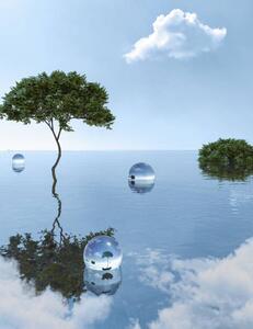 Ilustracija Unreal tree growing in water among, Tatiana Lavrova