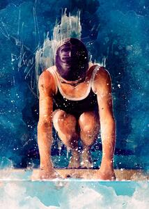 Umjetnički plakat Swimmer Sport Art 1, Justyna Jaszke, (30 x 40 cm)