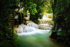 Fotografija Beautiful view of Deep forest waterfall landscape., Chanet Wichajutakul