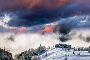 Umjetnička fotografija Dramatic dawn in winter mountains in the Alps, Anton Petrus, (40 x 26.7 cm)