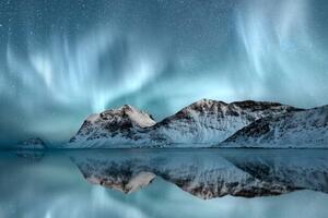 Umjetnička fotografija Northern Lights, Haukland, Nordland, Norway, arnaudbertrande, (40 x 26.7 cm)