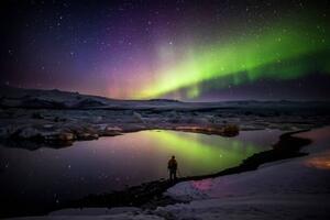 Umjetnička fotografija Aurora Borealis or Northern lights in Iceland, Arctic-Images, (40 x 26.7 cm)