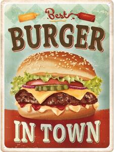 Metalni znak Best Burger in Town, (30 x 40 cm)