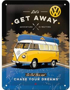 Metalni znak Volkswagen VW Bulli - Let‘s Get Away Night, (15 x 20 cm)