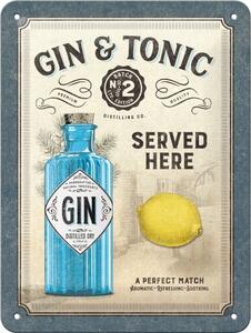 Metalni znak Gin & Tonic - Served Here, (15 x 20 cm)