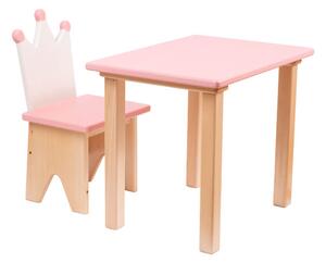 Dječja stolica - Kruna BIJELA + ROZA kugle + ROZA sjedalica