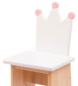 Dječja stolica - Kruna BIJELA + ROZA kugle