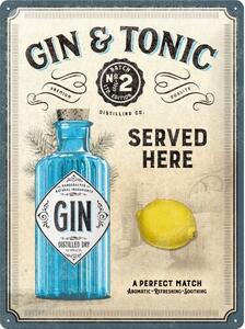 Metalni znak Gin & Tonic - Served Here, (30 x 40 cm)