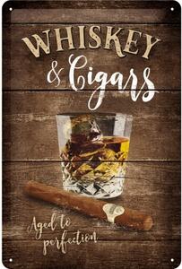 Metalni znak Whiskey & Cigars - Aged to Perfection, (20 x 30 cm)