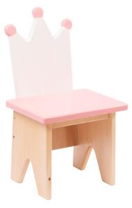 Dječja stolica - Kruna BIJELA + ROZA kugle + ROZA sjedalica
