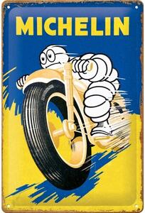 Metalni znak Michelin - Motorcycle Bibendum, (30 x 20 cm)
