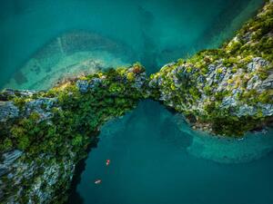 Fotografija Drone view on rocks and canoes, Nikada, (40 x 30 cm)