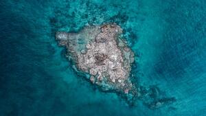 Fotografija Drone shot of a rocky island, Broome, Australia, Abstract Aerial Art, (40 x 22.5 cm)