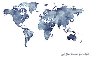 Ilustracija Worldmap blue watercolor, Finlay & Noa, (40 x 30 cm)