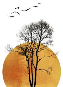 Ilustracija Winter Sunrise, Kubistika, (26.7 x 40 cm)