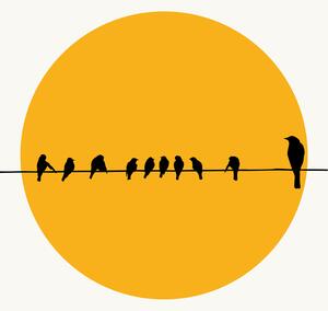 Ilustracija Birds Family, Kubistika, (26.7 x 40 cm)