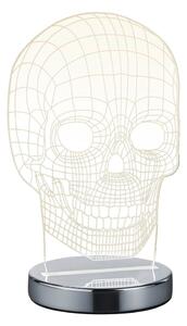 LED stolna lampa u sjajnoj srebrnoj boji (visina 21 cm) Skull - Trio