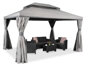Vrtni paviljon s mrežom protiv komaraca i zavjesama Valencia 3x4m sivi Garden Point