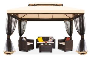 Krem vrtni paviljon s mrežom protiv komaraca Valencia 3x4 m Garden Point
